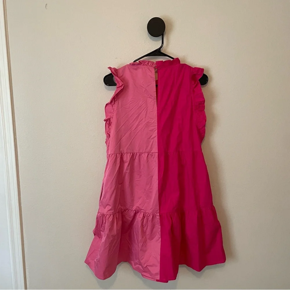 THML Women’s Pink Panel Ruffle Tiered Dress Size Medium - Picture 5 of 8